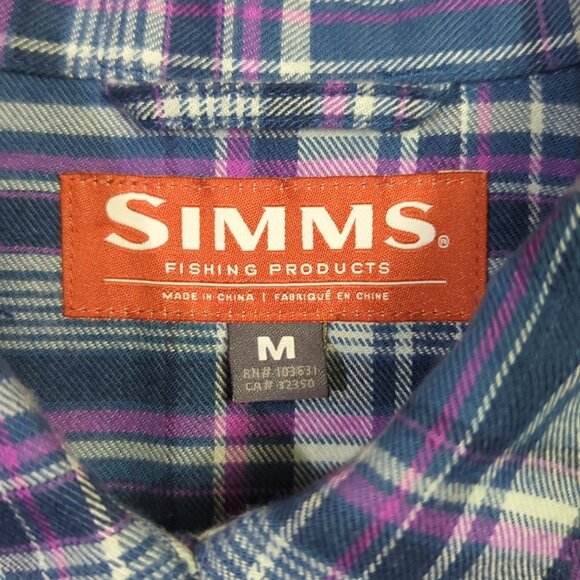 Simms Shirt Women's M Multicolor Plaid Flannel Long Sleeve Button Down Outdoors - Picture 4 of 10